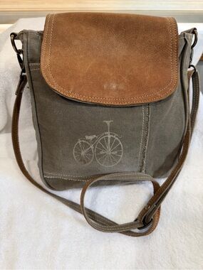 Myra Bag Olive Green Canvas Crossbody with Tan Accents